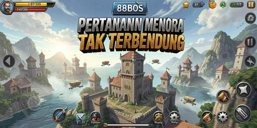 Tampilan gameplay seru di 88BOS dengan menara yang strategis.
