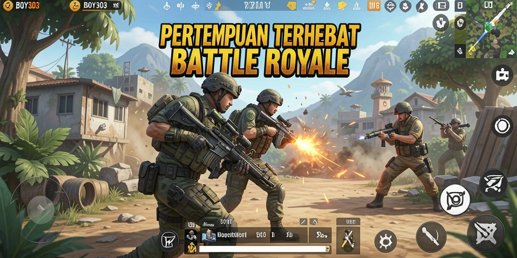 Tampilan gameplay BOY303 yang menegangkan dalam pertempuran Battle Royale.