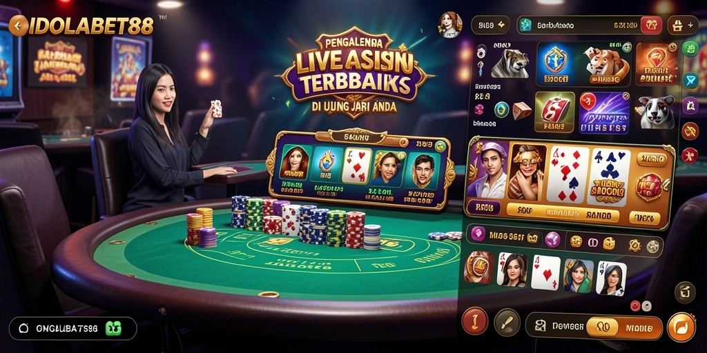 Tampilan aksi permainan Live Casino yang mendebarkan di IDOLABET88.