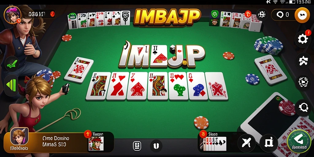Screenshot gameplay IMBAJP menampilkan pertandingan Domino yang seru.