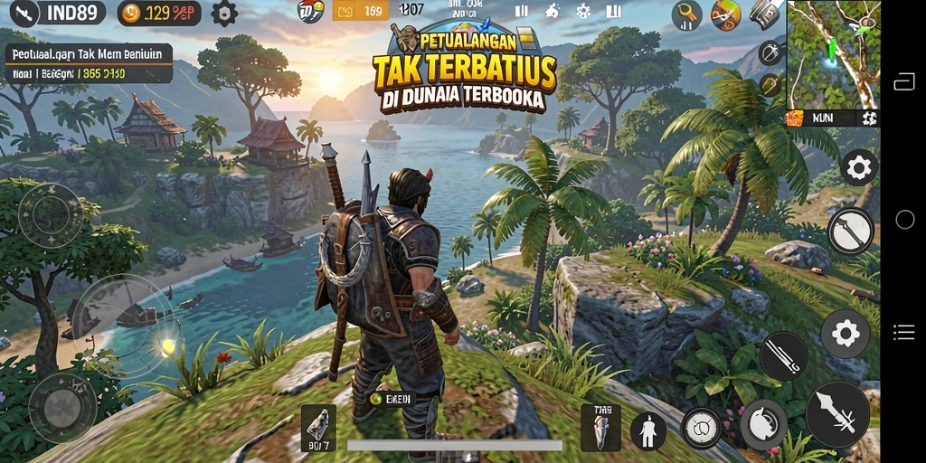 Screenshot gameplay IND89 menampilkan eksplorasi dunia terbuka yang luas.