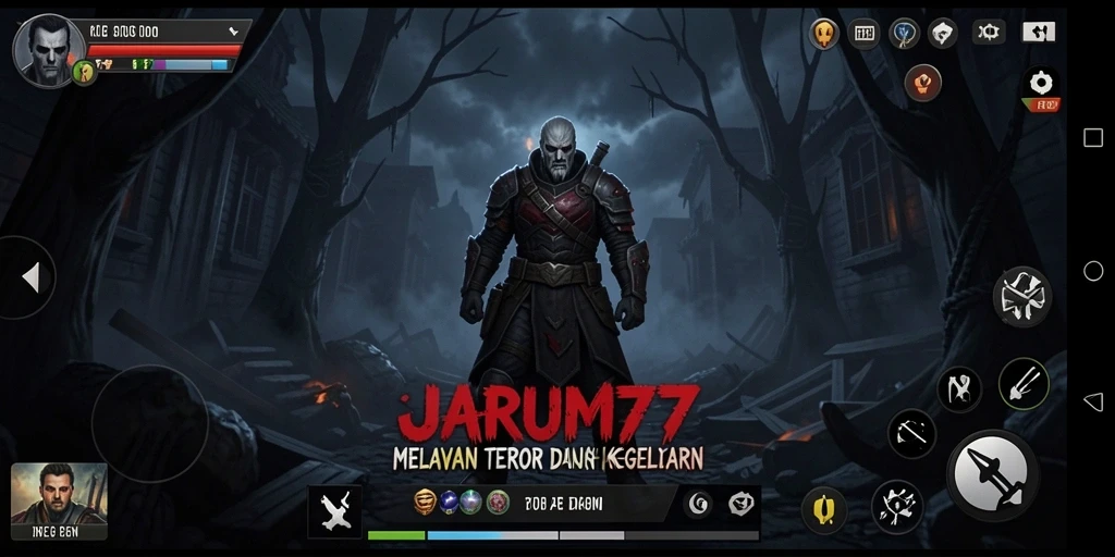 Menampilkan gameplay JARUM77 yang penuh ketegangan horor.