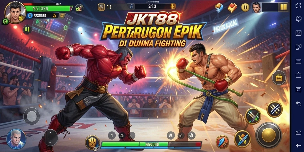 Screenshot utama JKT88 menunjukkan aksi pertarungan mendebarkan.