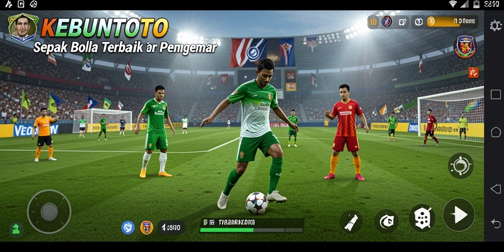 Tampilan game KEBUNTOTO dengan aksi sepak bola yang mendebarkan.