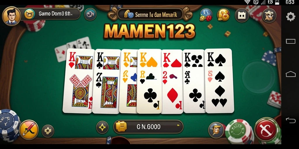 Screenshot gameplay MAMEN123 menampilkan pemain yangbahagia saat bermain Domino.