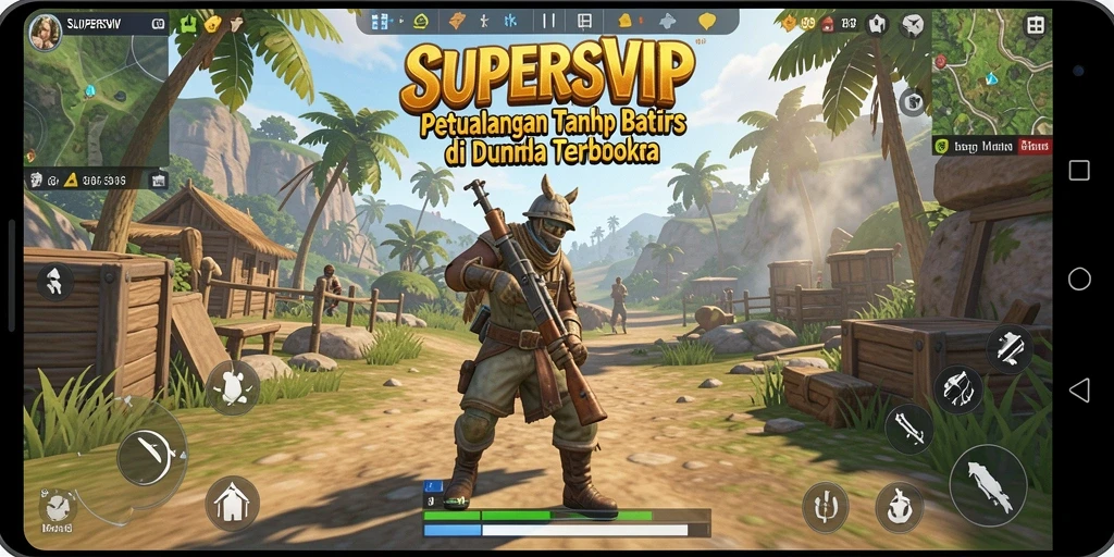 Gameplay SUPERSVIP menampilkan petualangan di dunia terbuka yang menakjubkan.