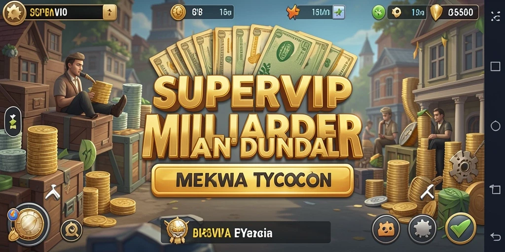 Screenshot gameplay SUPERVIP menampilkan dinamika bisnis yang menarik.