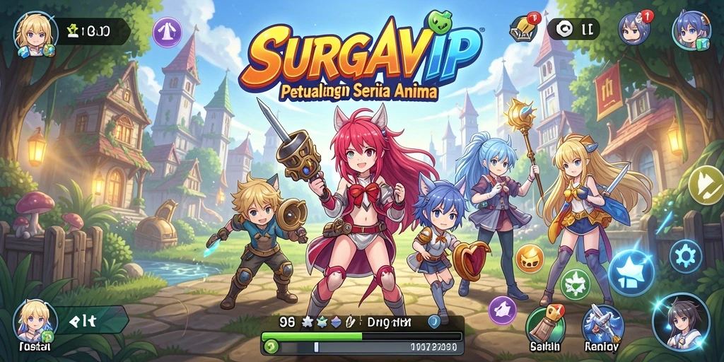 Tangkapan layar SURGAVIP yang menampilkan aksi seru di dunia Anime.