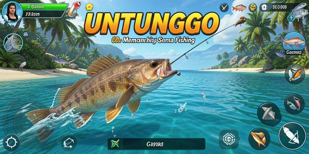 Tangkapan ikan yang berwarna-warni dalam gameplay UNTUNGGO.