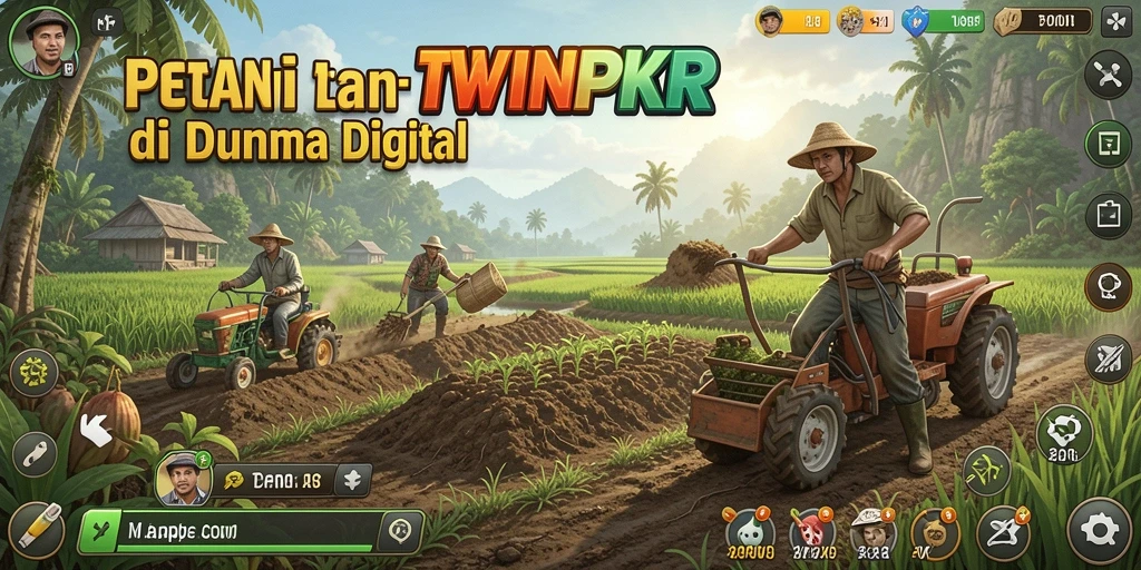 Screenshot gameplay <strong>WINPKR</strong> menampilkan pertanian yang indah dan aktivitas bertani yang memikat.